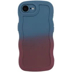 Phonesta Wavy Gradient Silicone Back Cover hoesje voor Apple iPhone 17e/16e - Donkerblauw/Donkerpaars