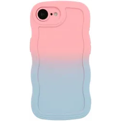 Phonesta Wavy Gradient Silicone Back Cover hoesje voor Apple iPhone 17e/16e - Roze/Blauw