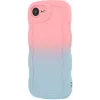 Phonesta Wavy Gradient Silicone Back Cover hoesje voor Apple iPhone 17e/16e - Roze/Blauw 4
