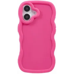 Phonesta Wavy Silicone Back Cover hoesje voor Apple iPhone 16 Plus - Hot Pink