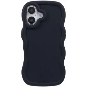 Phonesta Wavy Silicone Back Cover hoesje voor Apple iPhone 16 Plus - Zwart