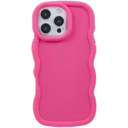 Phonesta Wavy Silicone Back Cover hoesje voor Apple iPhone 16 Pro - Hot Pink