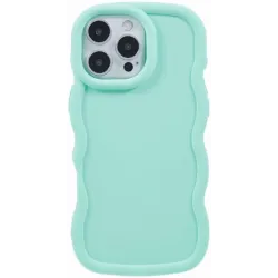 Phonesta Wavy Silicone Back Cover hoesje voor Apple iPhone 16 Pro - Mintgroen