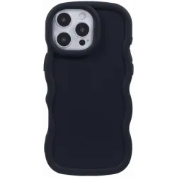 Phonesta Wavy Silicone Back Cover hoesje voor Apple iPhone 16 Pro - Zwart