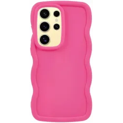 Phonesta Wavy Silicone Back Cover hoesje voor Samsung Galaxy S25 Ultra - Hot Pink