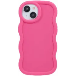Phonesta Wavy Silicone Back Cover hoesje voor Apple iPhone 15 - Hot Pink