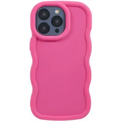 Phonesta Wavy Silicone Back Cover hoesje voor Apple iPhone 15 Pro Max - Hot Pink