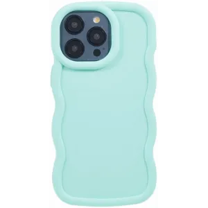 Phonesta Wavy Silicone Back Cover hoesje voor Apple iPhone 15 Pro Max - Mintgroen