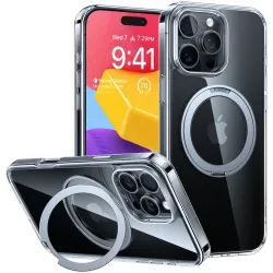 Torras Ostand Pro Back Cover hoesje met MagSafe voor Apple iPhone 16 Pro - Transparant