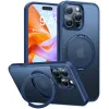 Torras Ostand Pro Back Cover hoesje met MagSafe voor Apple iPhone 16 Pro Max - Donkerblauw 0