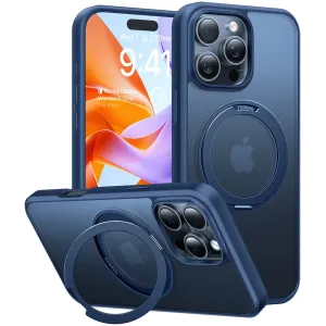 Torras Ostand Pro Back Cover hoesje met MagSafe voor Apple iPhone 16 Pro Max - Donkerblauw