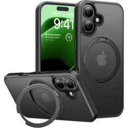 Torras Ostand Pro Back Cover hoesje met MagSafe voor Apple iPhone 16 - Zwart