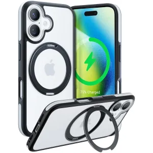 Torras Ostand R Fusion Back Cover hoesje met MagSafe voor Apple iPhone 16 Plus - Zwart