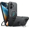Torras Ostand Spin Back Cover hoesje met MagSafe voor Apple iPhone 16 - Zwart 0