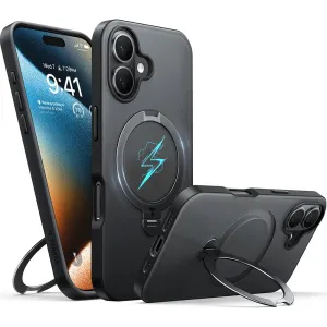 Torras Ostand Spin Back Cover hoesje met MagSafe voor Apple iPhone 16 - Zwart