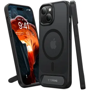 Torras Pstand Back Cover hoesje met MagSafe voor Apple iPhone 15 Plus - Zwart