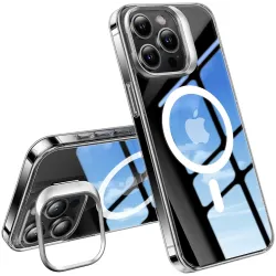 Torras Lstand Back Cover hoesje met MagSafe voor Apple iPhone 15 Pro - Transparant