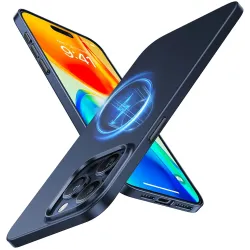 Torras OriginFit-Mag Back Cover hoesje met MagSafe voor Apple iPhone 15 Pro Max - Donkerblauw