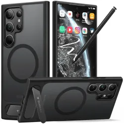 Torras Pstand Back Cover hoesje met MagSafe voor Samsung Galaxy S24 Ultra - Zwart