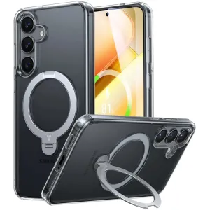 Torras Ostand Spin Back Cover hoesje met MagSafe voor Samsung Galaxy S25 Plus - Transparant