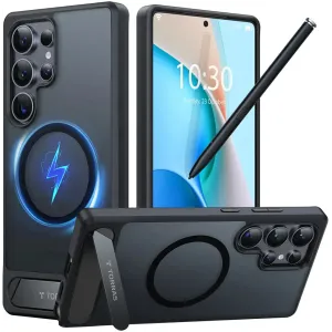 Torras Pstand Back Cover hoesje met MagSafe voor Samsung Galaxy S25 Ultra - Zwart