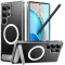 Torras Pstand Back Cover hoesje met MagSafe voor Samsung Galaxy S25 Ultra - Transparant