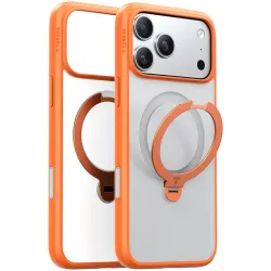 Torras Ostand Spin Back Cover hoesje met MagSafe voor Apple iPhone 17 Pro - Oranje